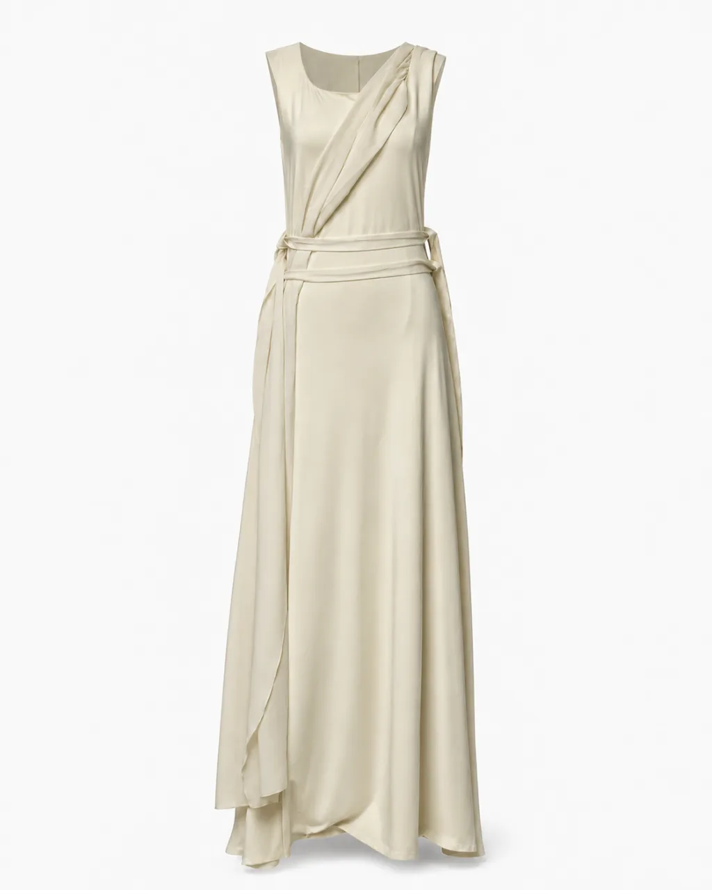 Draped Wrap Satin Gown