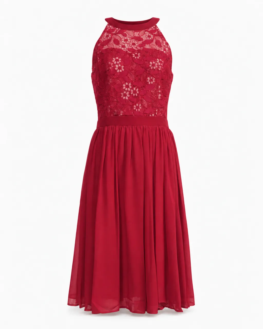 Halter Lace Bodice Chiffon Midi