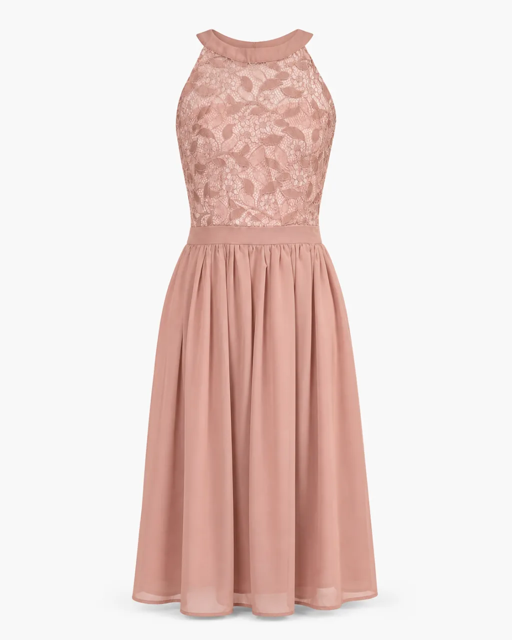 Halter Lace Bodice Chiffon Midi