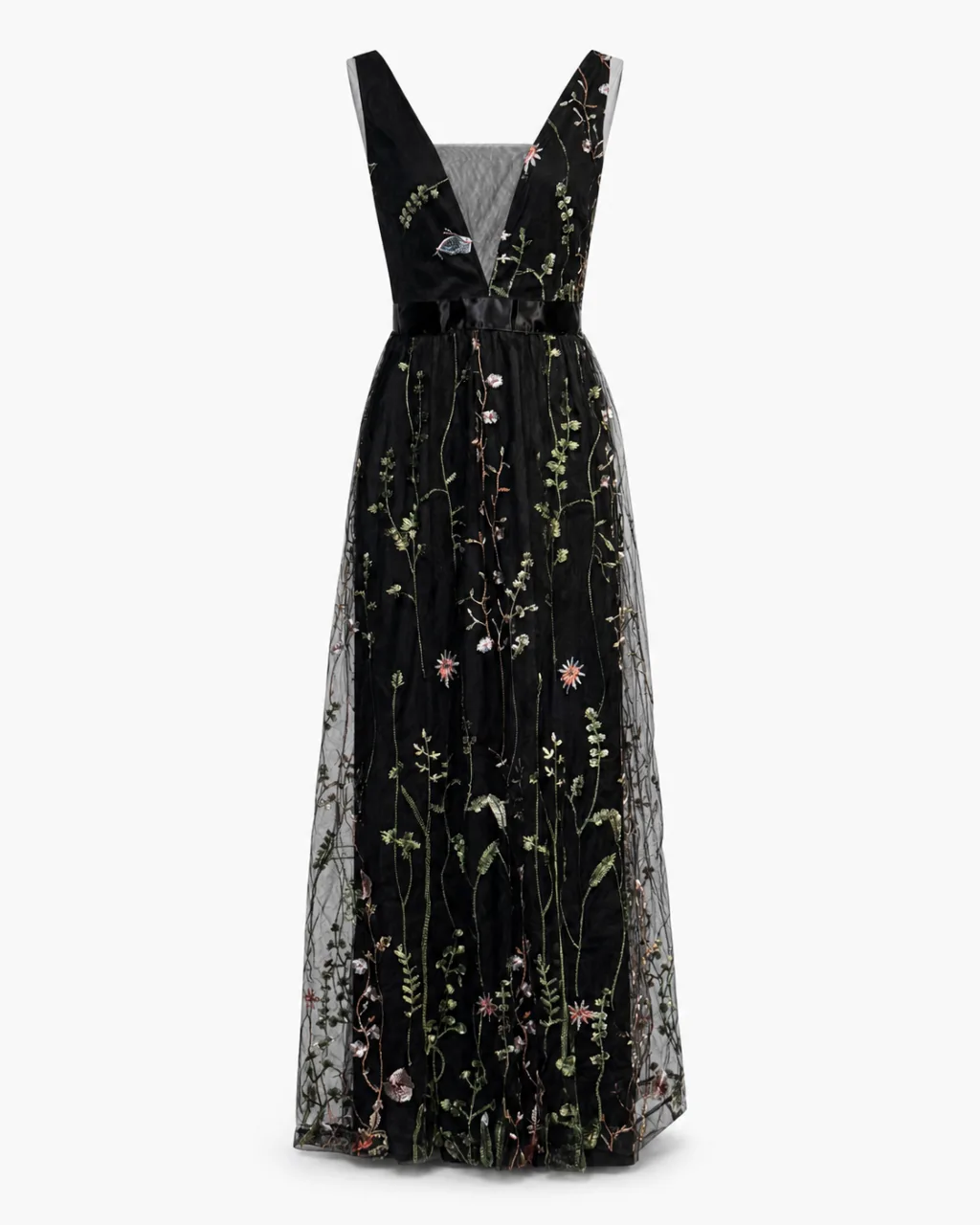 Floral Embroidered Tulle Gown