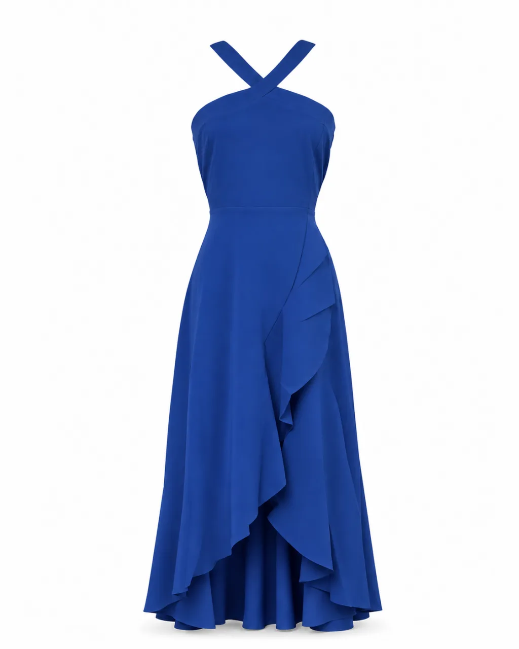 Cross-Strap Ruffle Maxi Dress