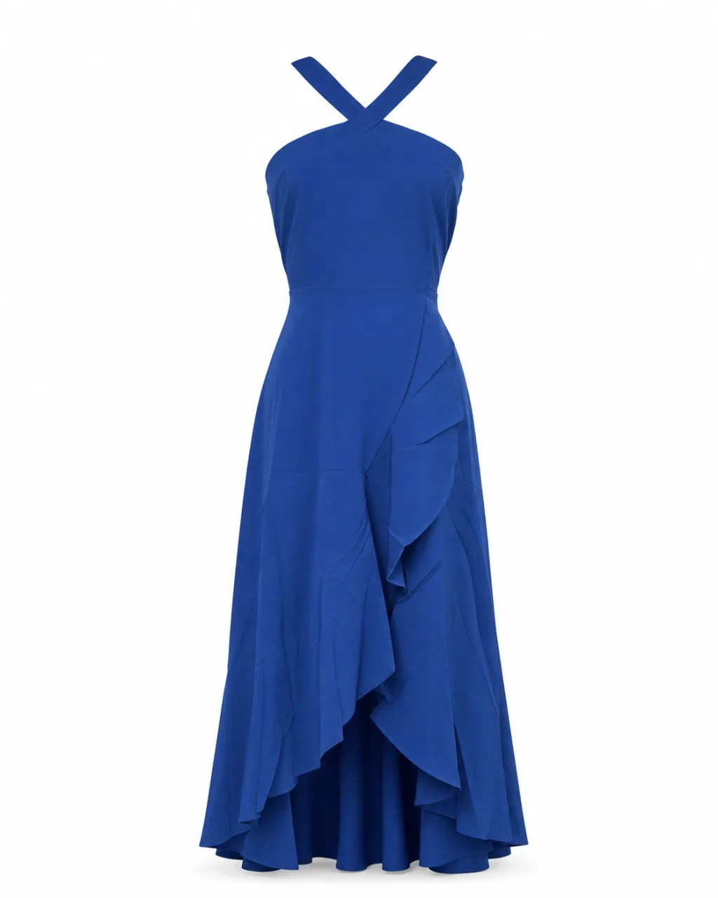 Cross-Strap Ruffle Maxi Dress