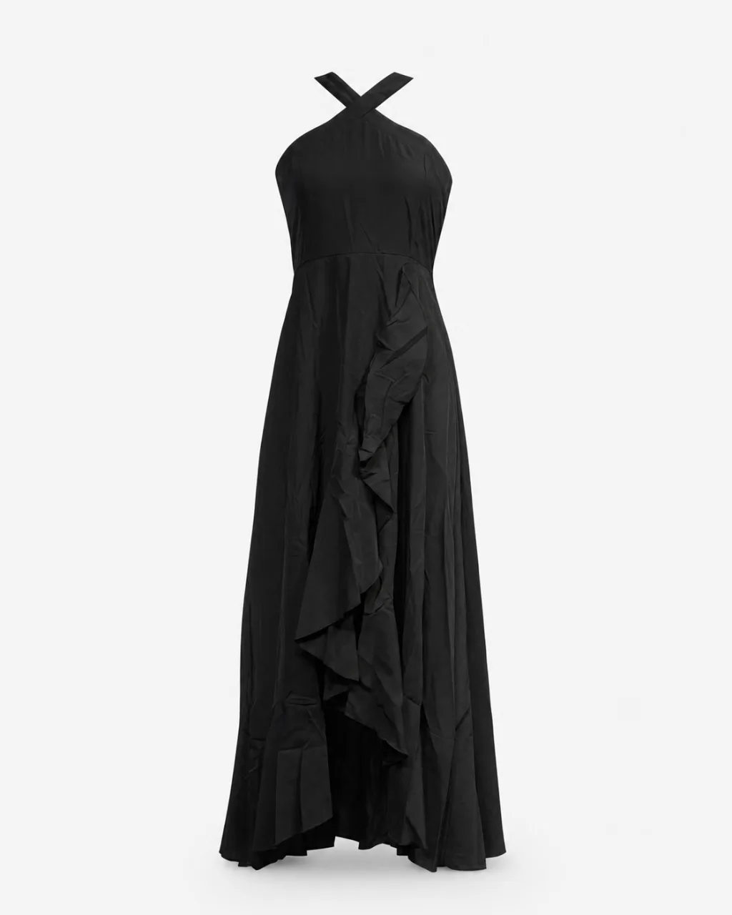Cross-Strap Ruffle Maxi Dress
