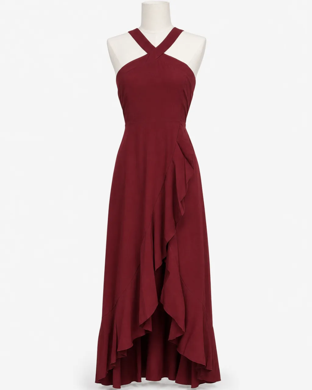 Cross-Strap Ruffle Maxi Dress