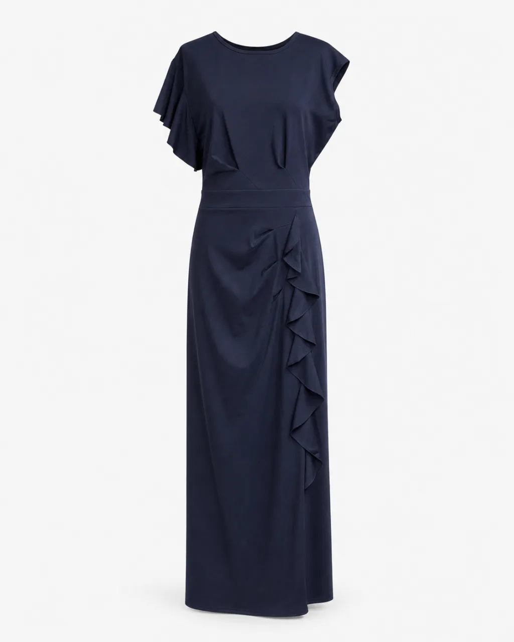Flutter Ruffle Slit Maxi Dress