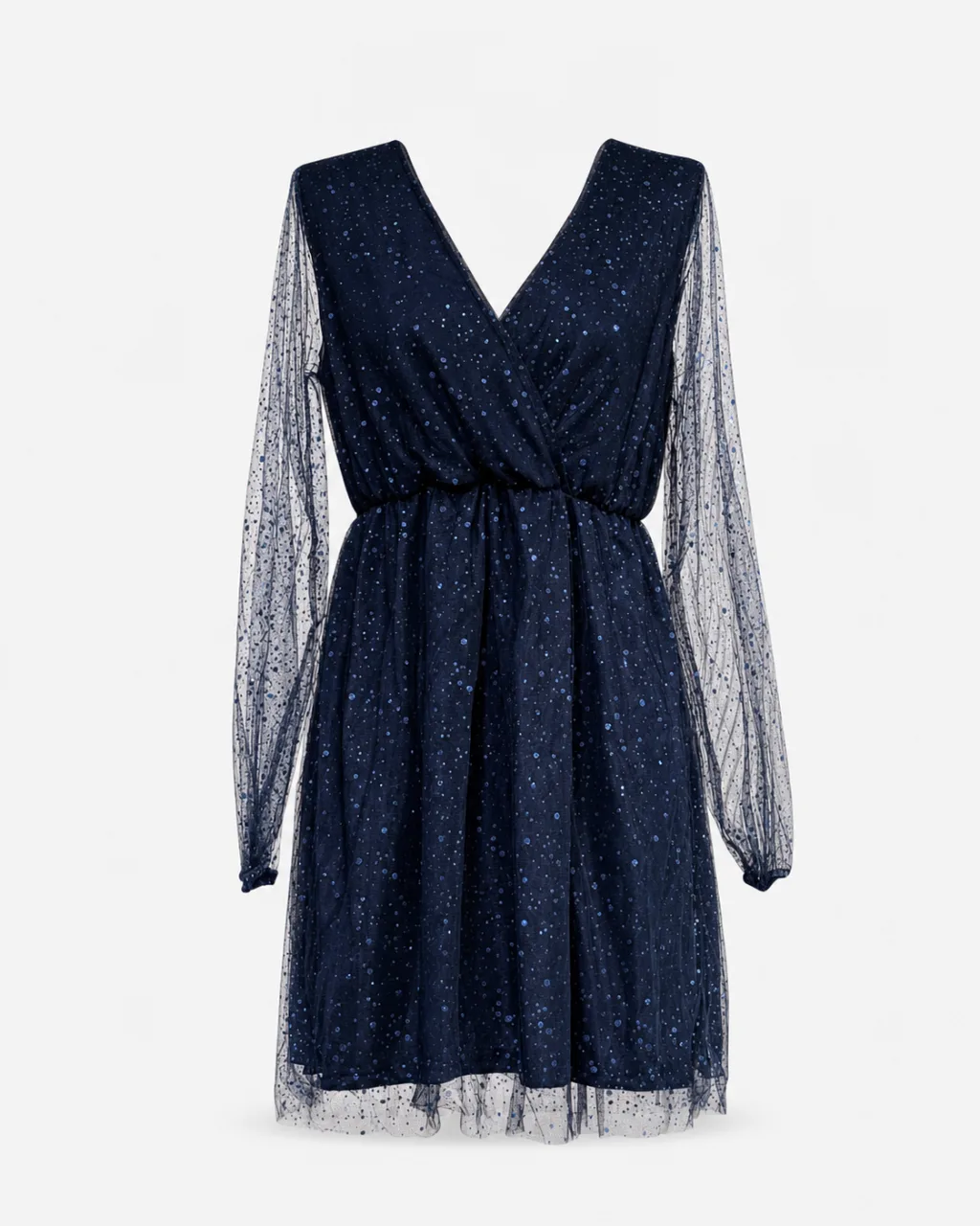 Glitter Tulle Wrap Mini Dress