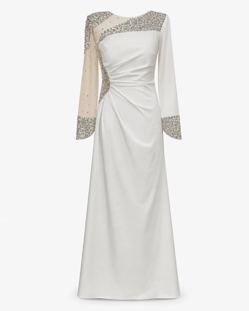 Crystal Embellished Long Sleeve Gown