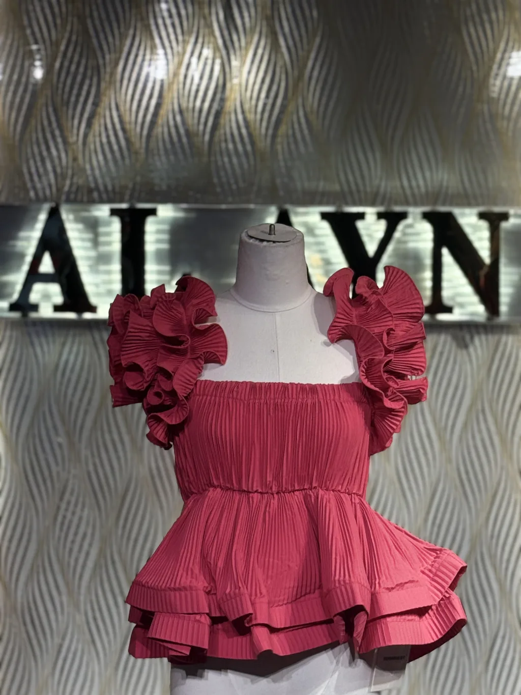 Strapless Pleated Ruffle Crop Top