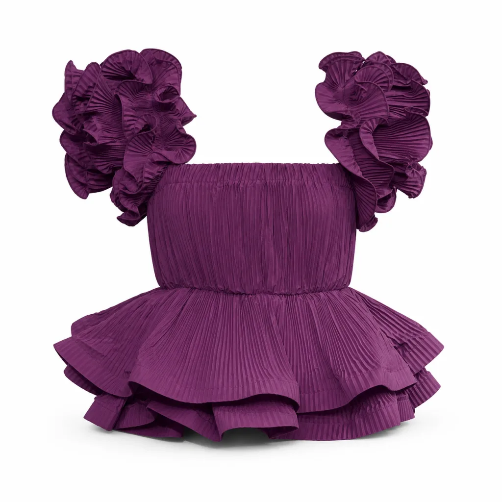 Strapless Pleated Ruffle Crop Top