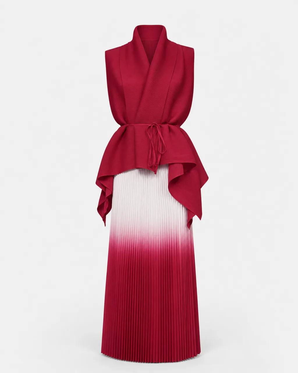 Wrap Top Ombre Pleated Skirt Set
