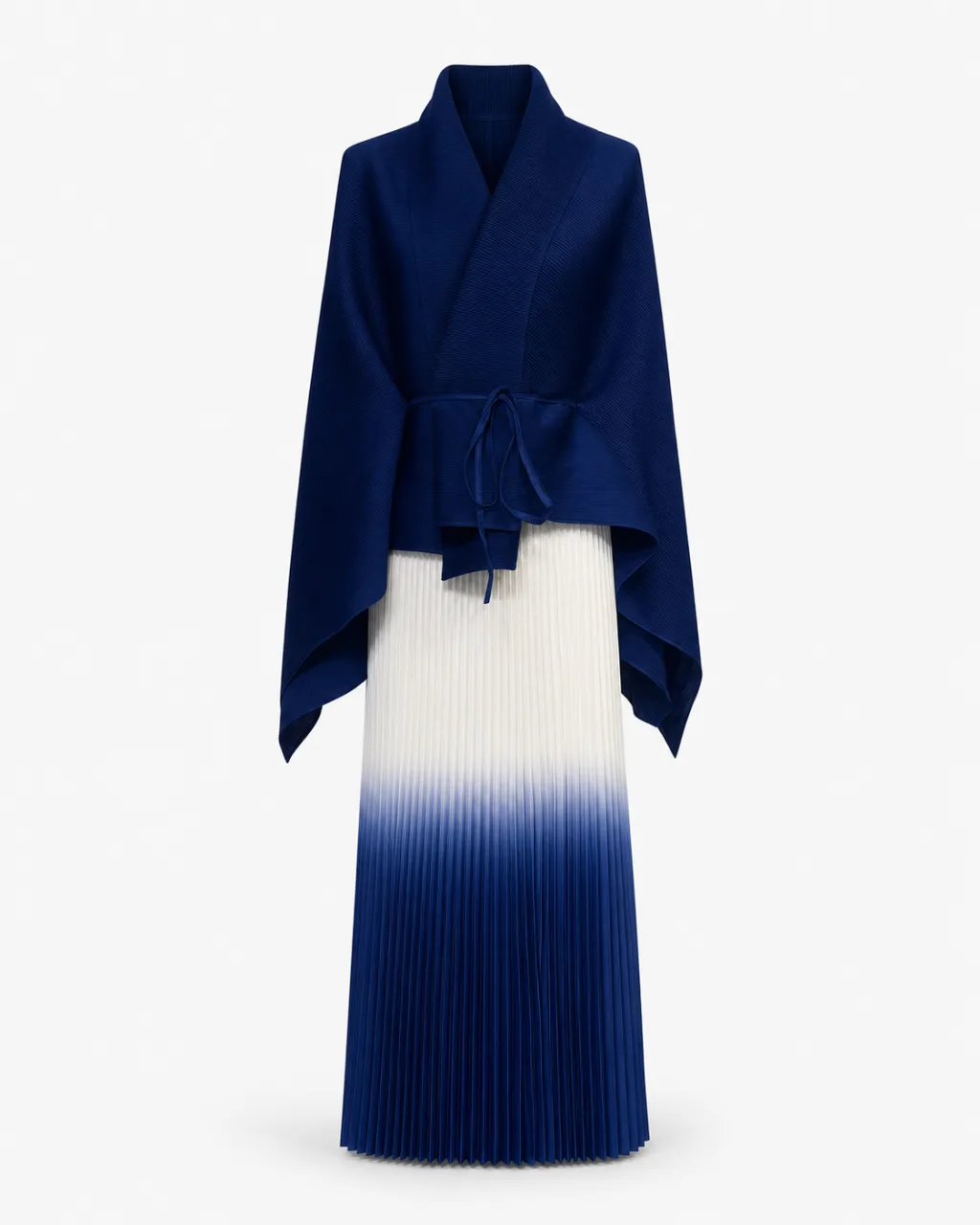Wrap Top Ombre Pleated Skirt Set