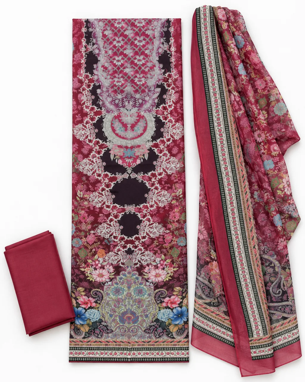 Zam Zam Crimson Damask Lace