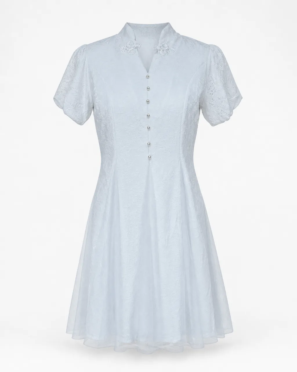 Peter Pan Collar Button Tulle Dress