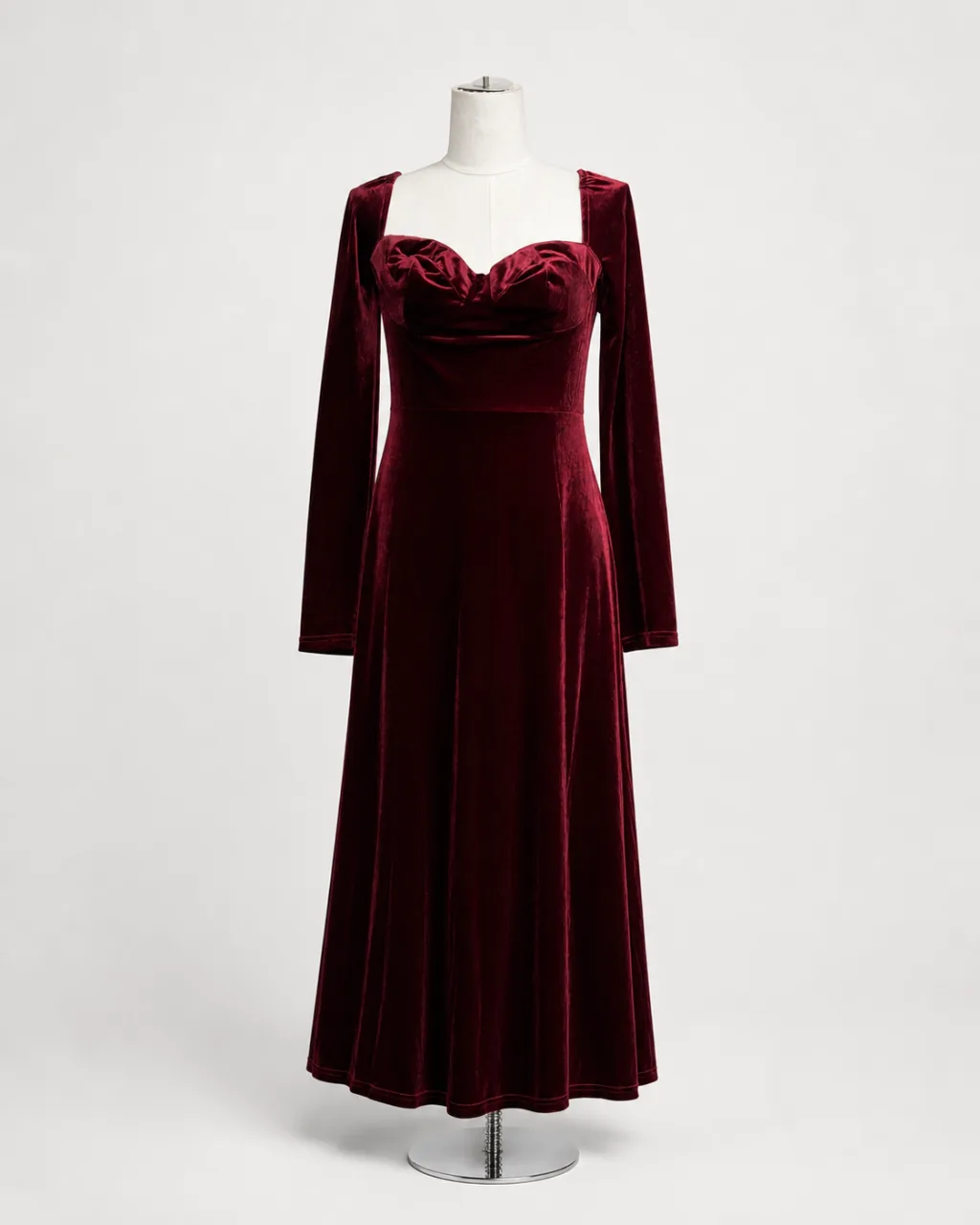 Velvet Square Neck Midi Dress