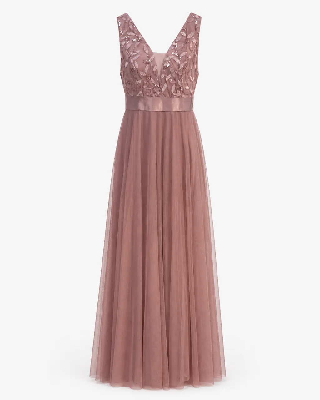 V-Neck Tulle Evening Gown