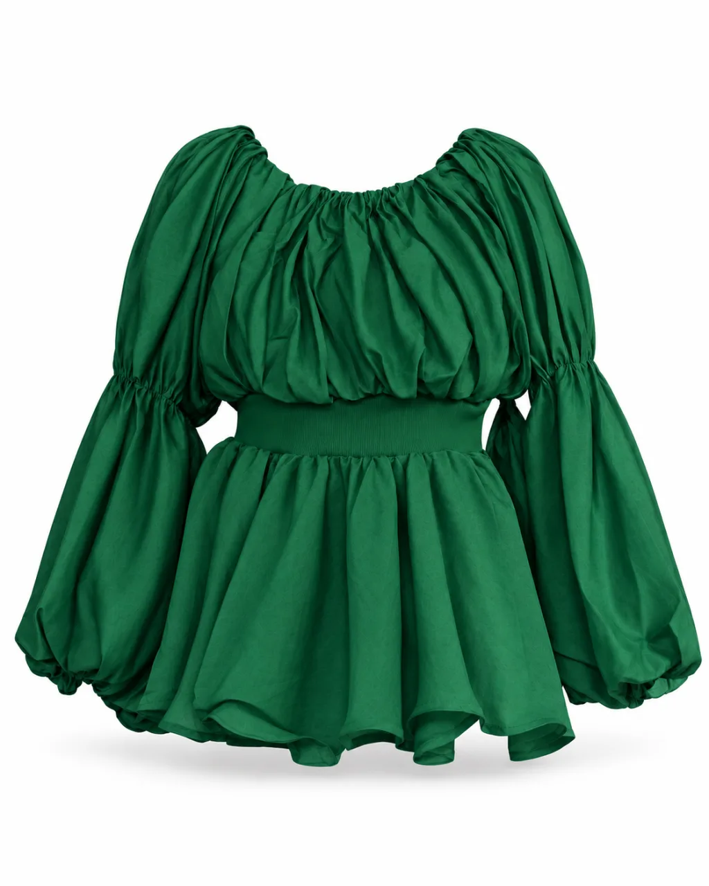 Puff Sleeve Crop Peplum Skirt Set