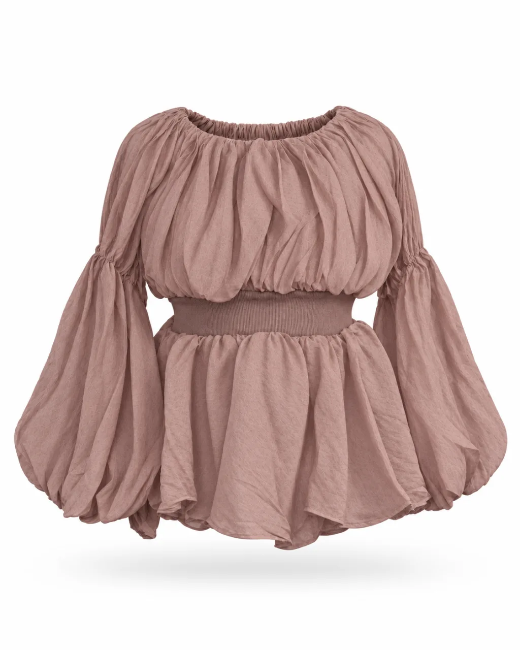 Puff Sleeve Crop Peplum Skirt Set