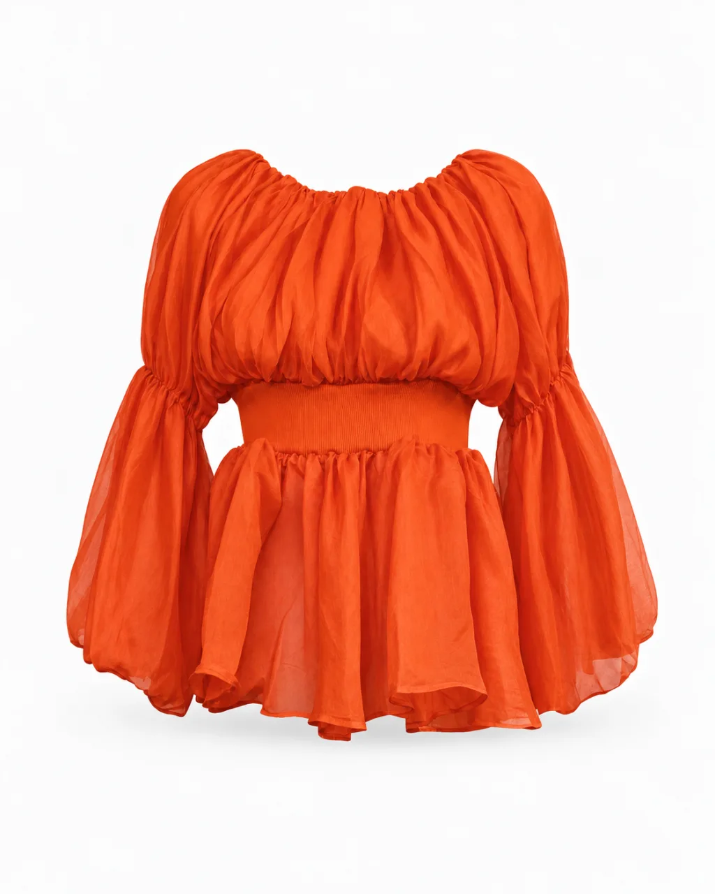 Puff Sleeve Crop Peplum Skirt Set