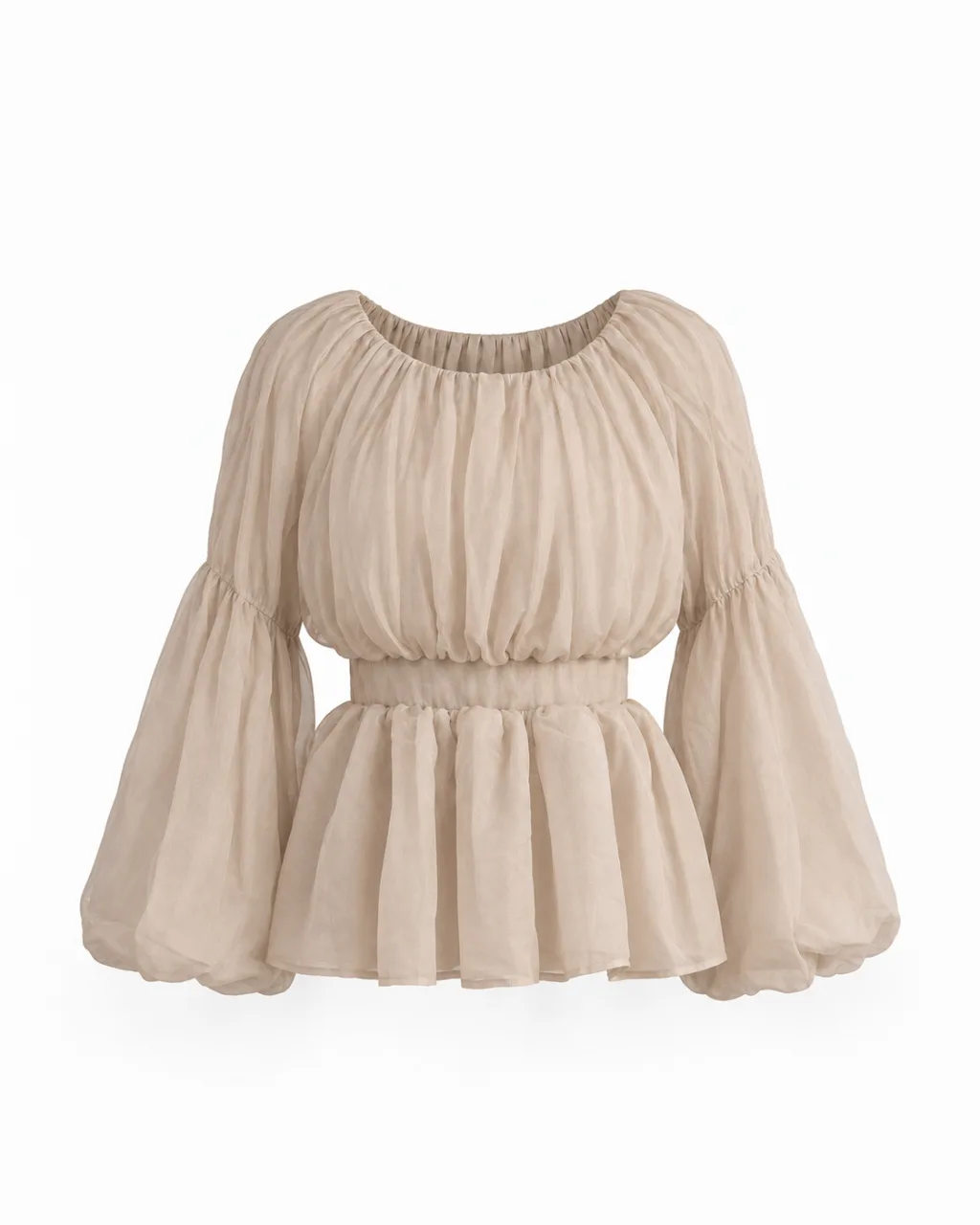 Puff Sleeve Crop Peplum Skirt Set