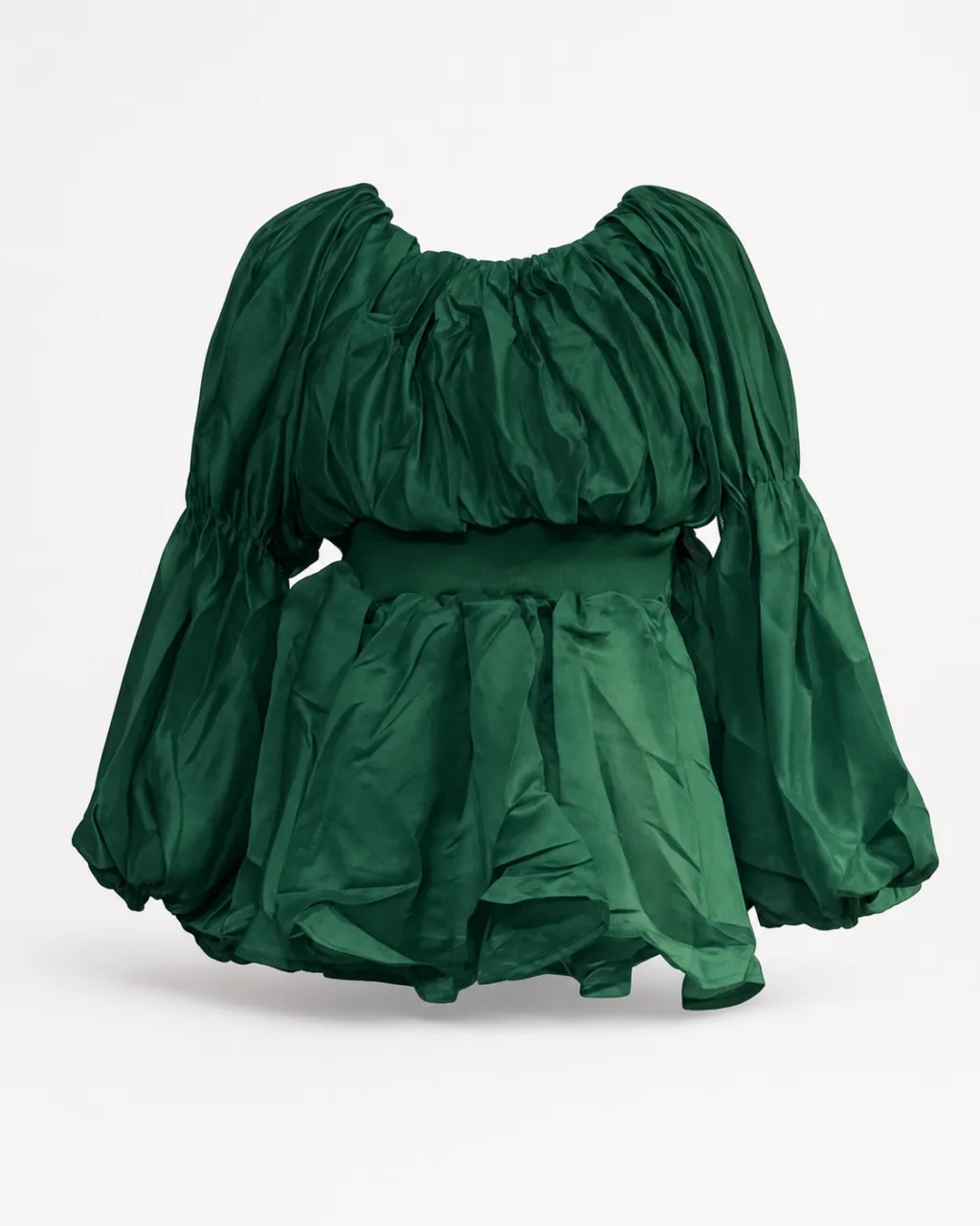Puff Sleeve Crop Peplum Skirt Set