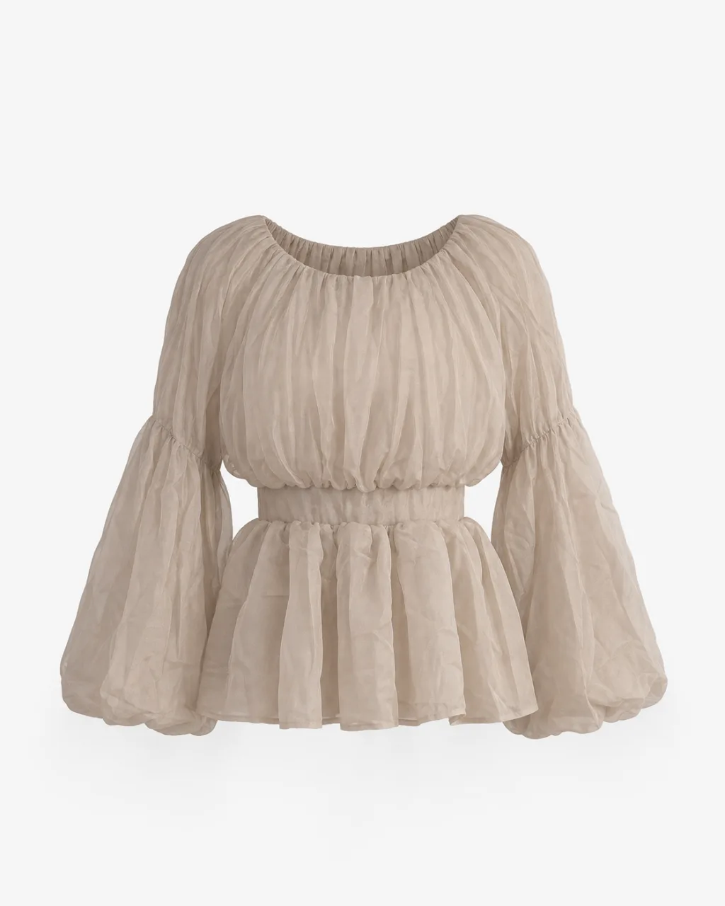 Puff Sleeve Crop Peplum Skirt Set