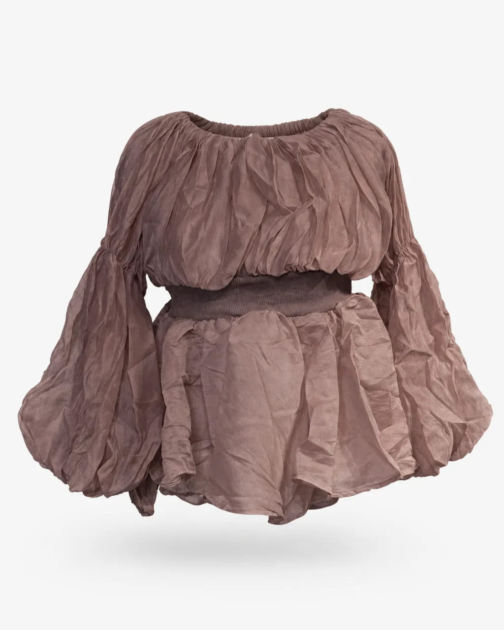 Puff Sleeve Crop Peplum Skirt Set