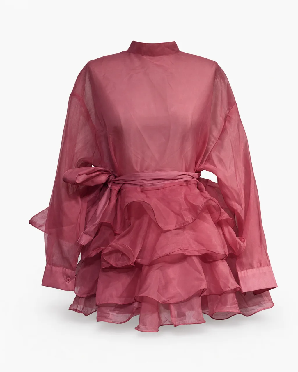 Sheer Organza Ruffle Dress