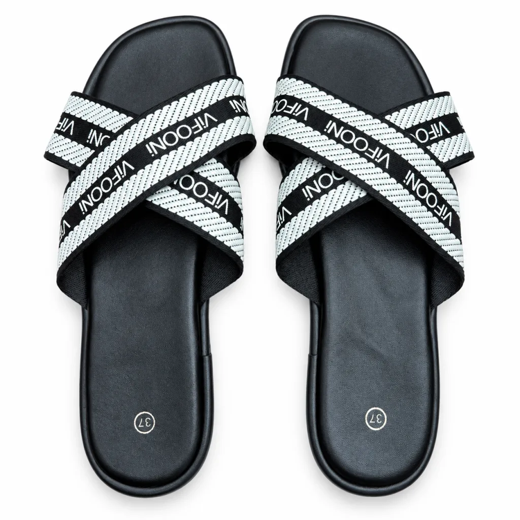 Cross-Strap Slide Sandals