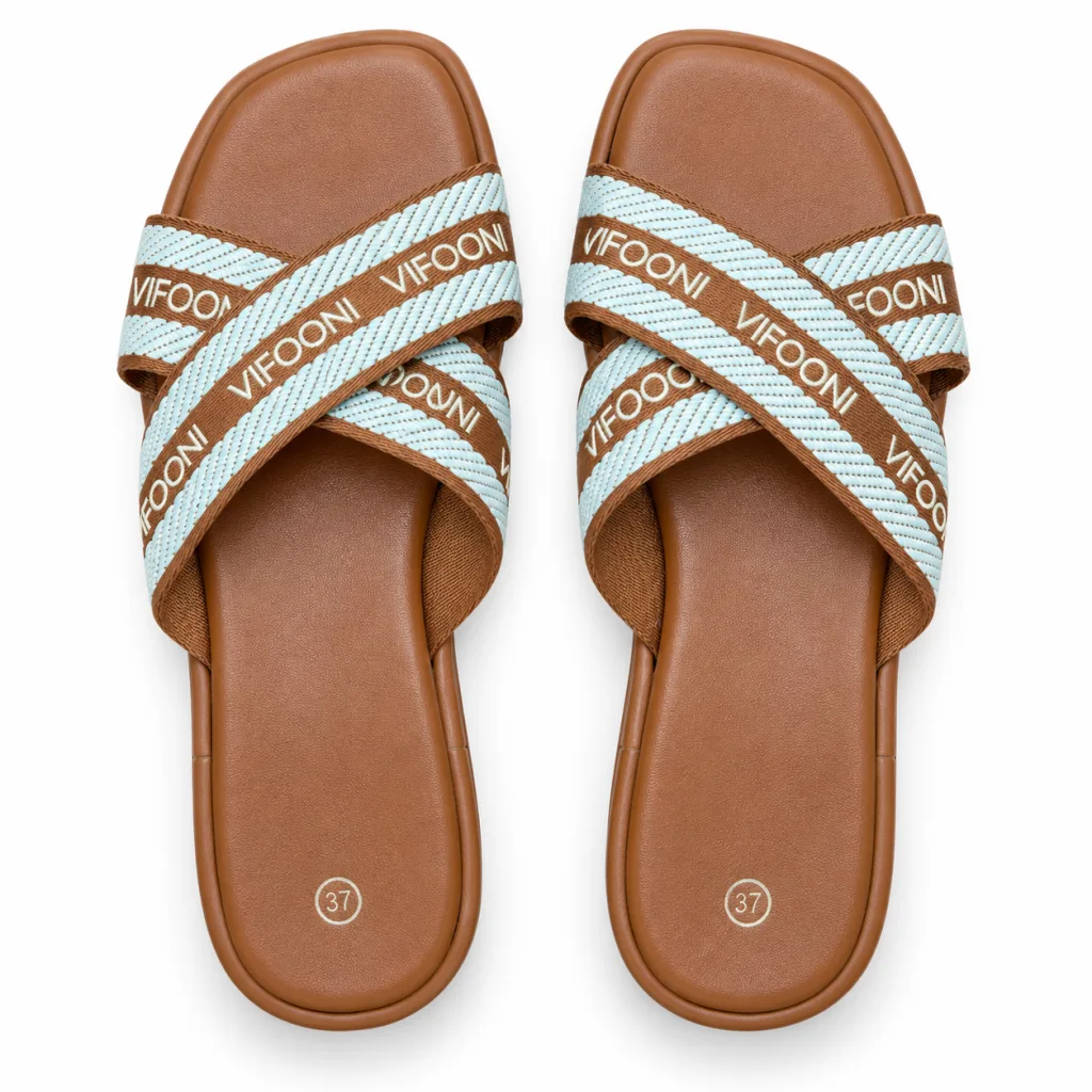 Cross-Strap Slide Sandals