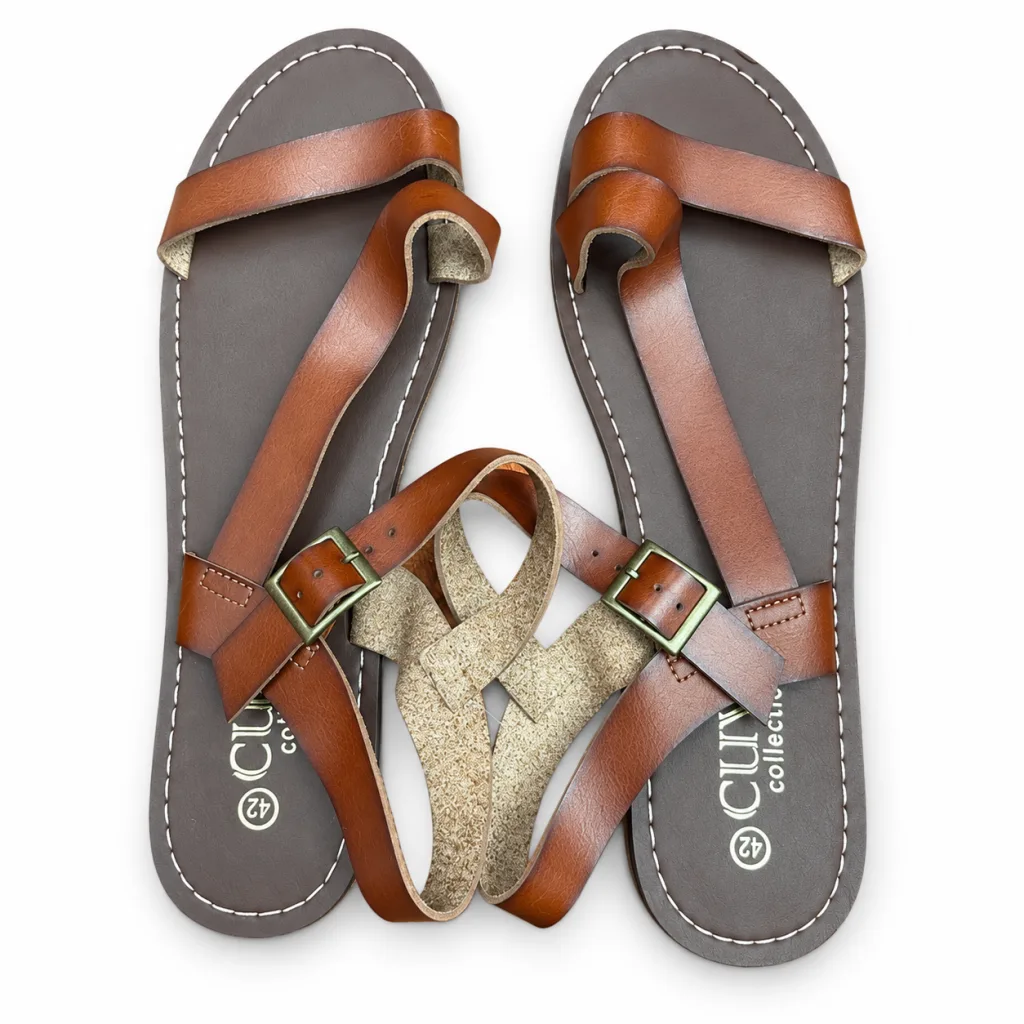 Buckle-Ankle Strappy Flat Sandals