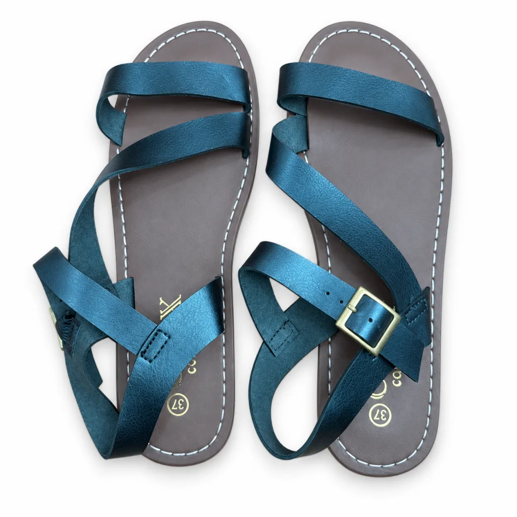 Buckle-Ankle Strappy Flat Sandals