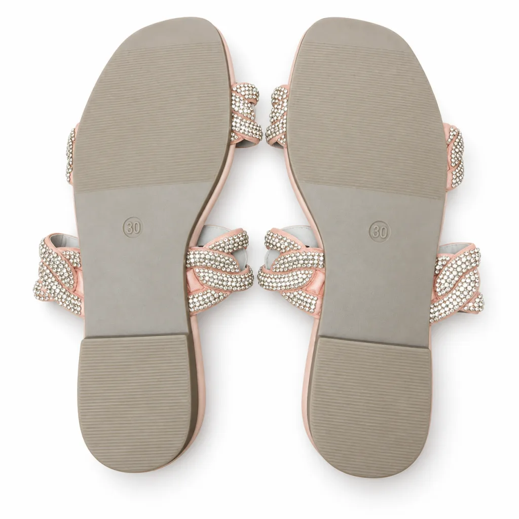 Rhinestone Chain-Link Double-Strap Slides