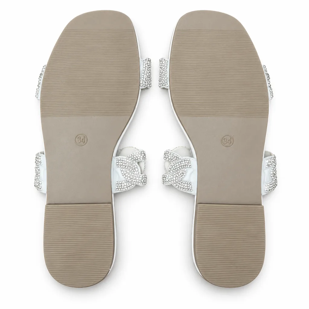 Rhinestone Chain-Link Double-Strap Slides