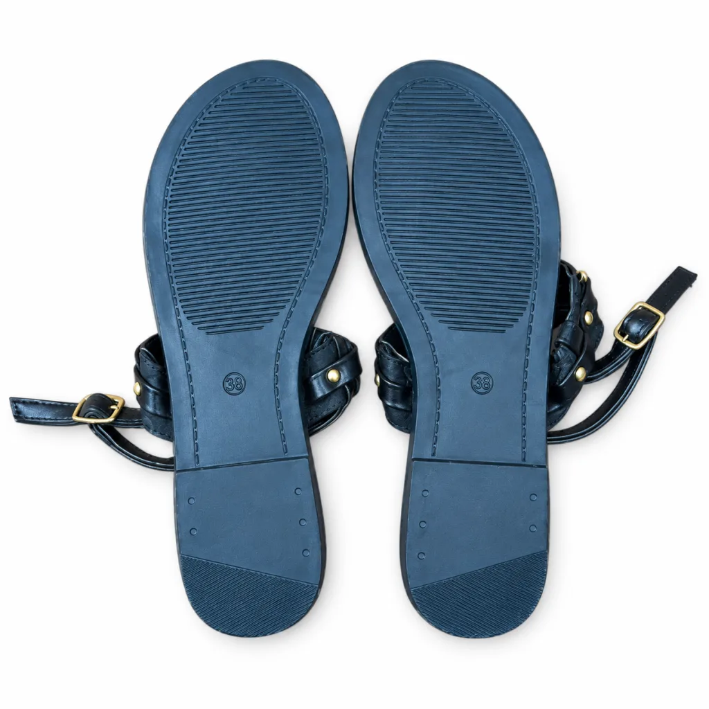 Embellished Toe-Post Ankle-Strap Sandals