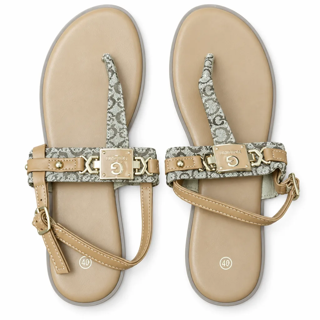 Embellished Toe-Post Ankle-Strap Sandals