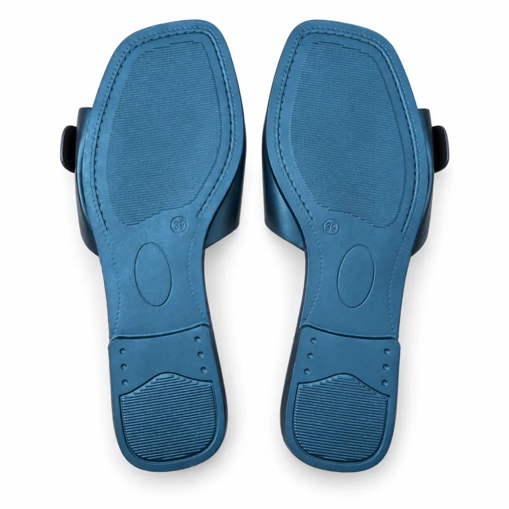 Oval-Buckle Cross-Strap Flat Slides