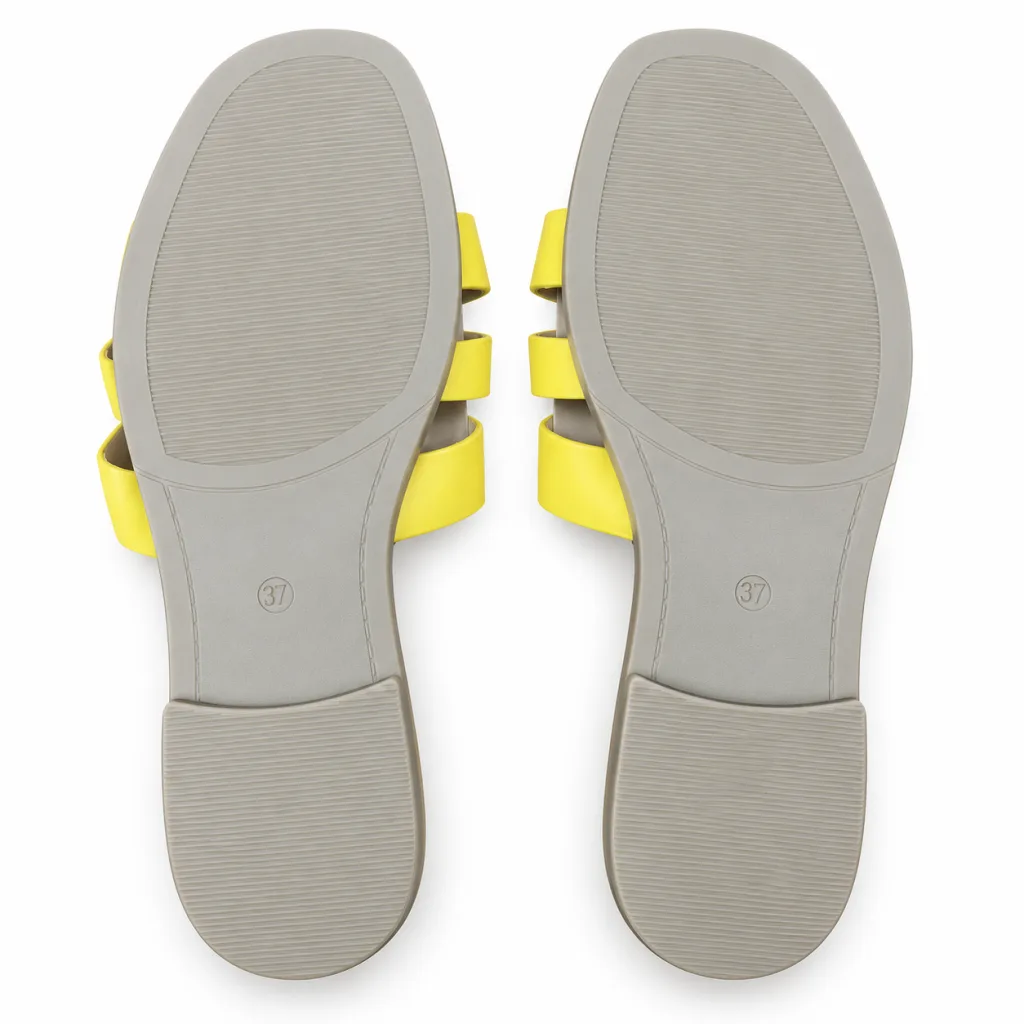 Chain-Detail Cross-Strap Flat Slides