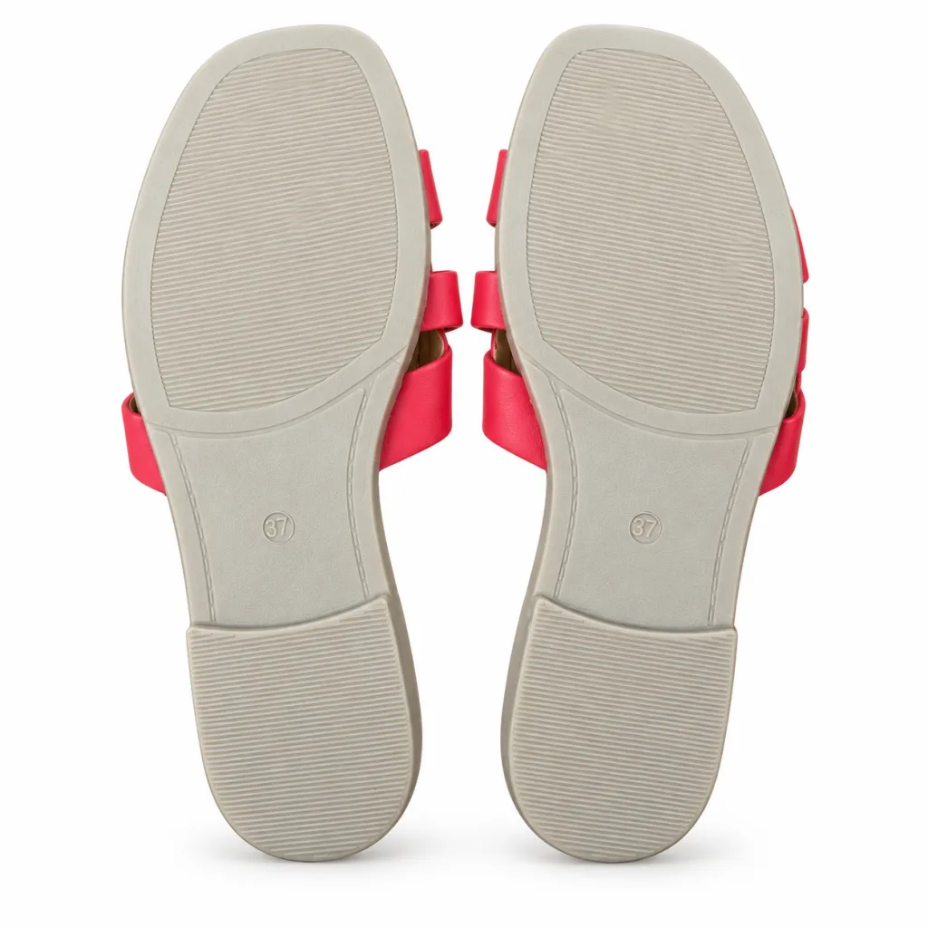 Chain-Detail Cross-Strap Flat Slides