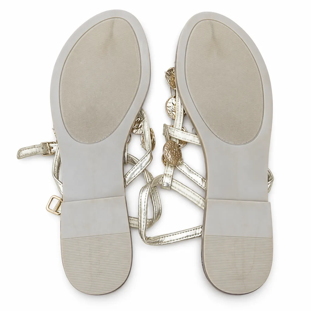 Jewel-Detail T-Strap Flat Sandals
