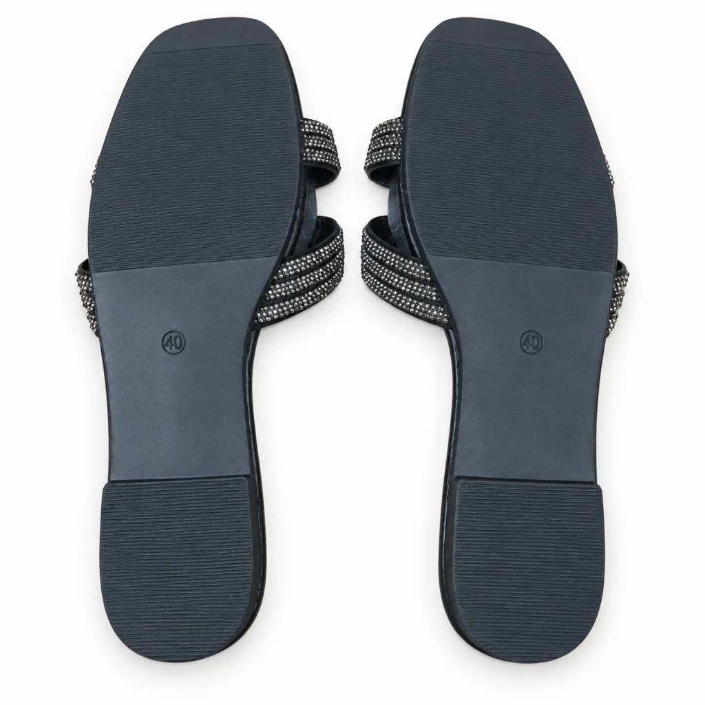 Oval Rhinestone Double-Strap Slides