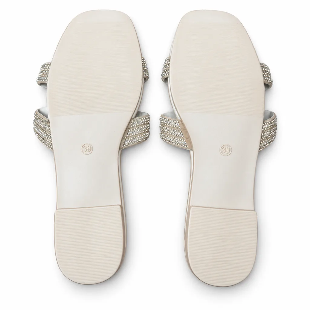 Oval Rhinestone Double-Strap Slides