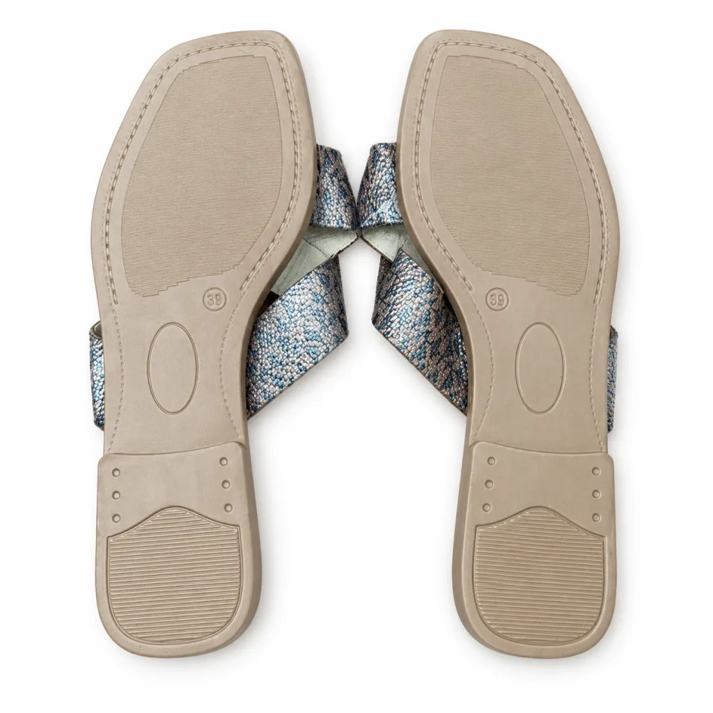 Glitter Cross-Strap Flat Slides