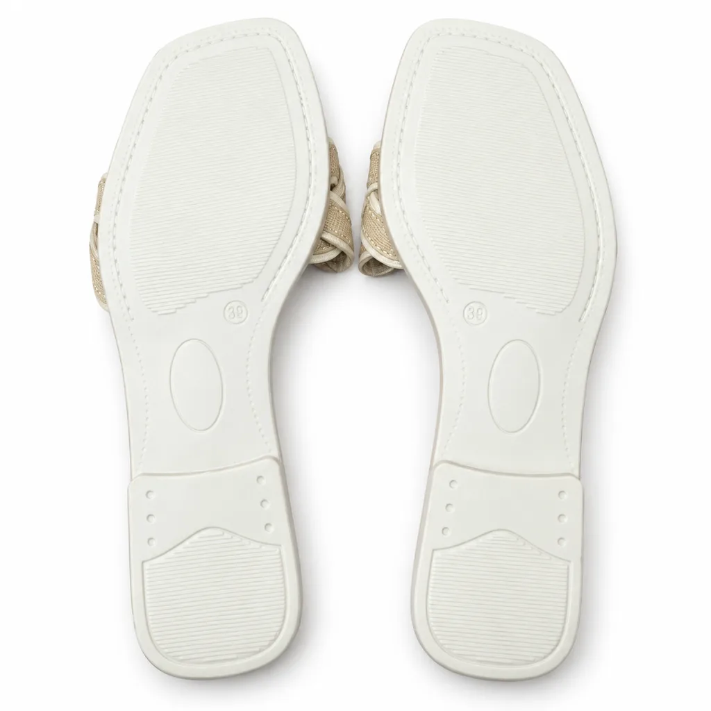Braided-Strap Flat Slide Sandals