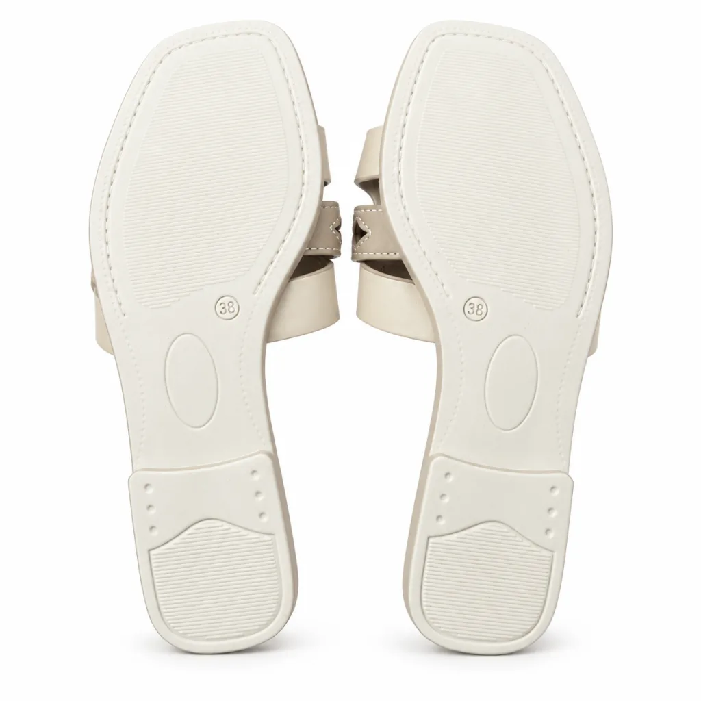 Cutout-Band Double-Strap Flat Slides