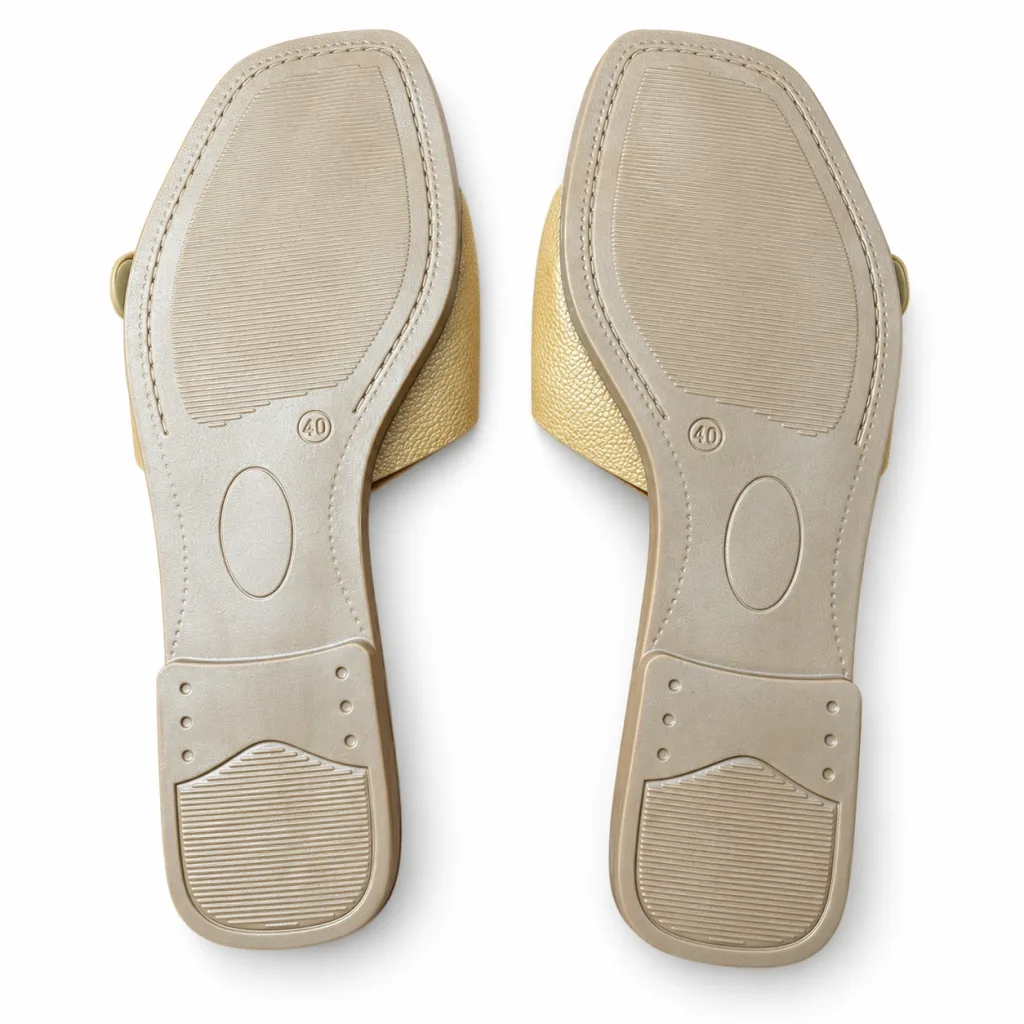 Square-Buckle Cross-Strap Flat Slides
