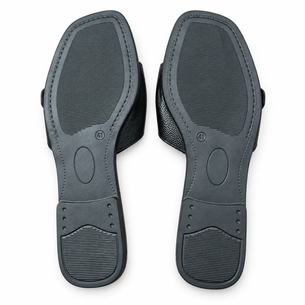 Square-Buckle Cross-Strap Flat Slides