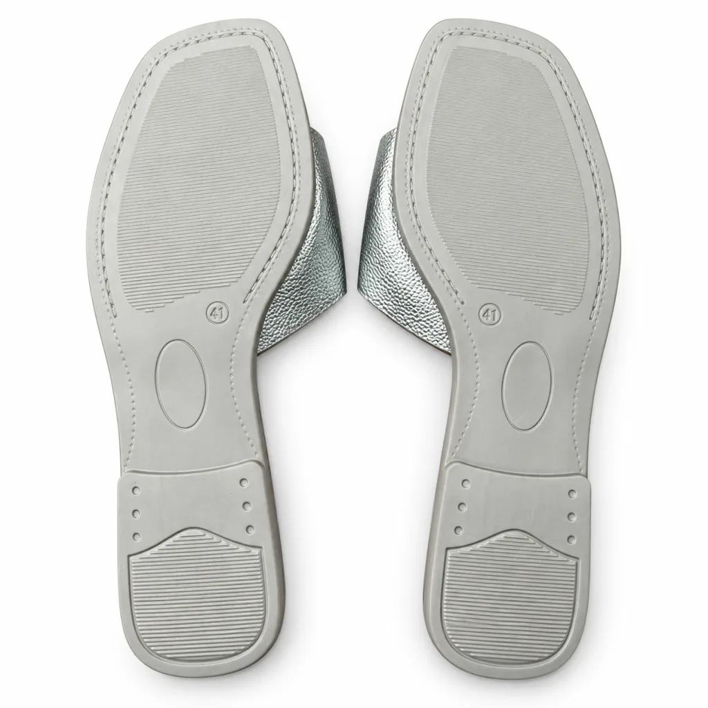 Square-Buckle Cross-Strap Flat Slides