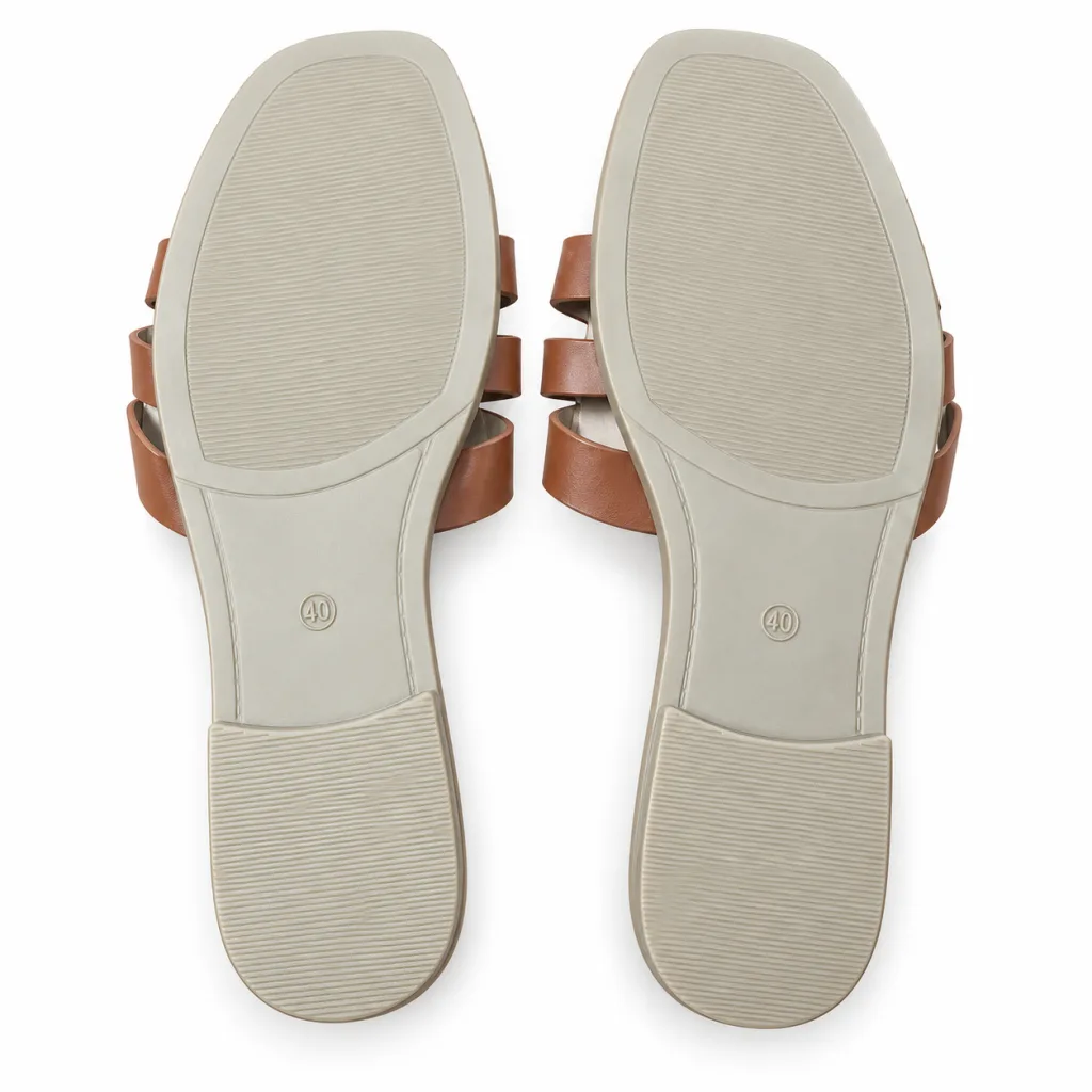 Chain-Detail Cross-Strap Flat Slides