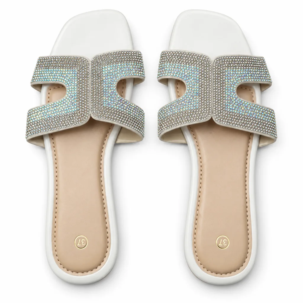 Geometric Cutout Rhinestone Slides