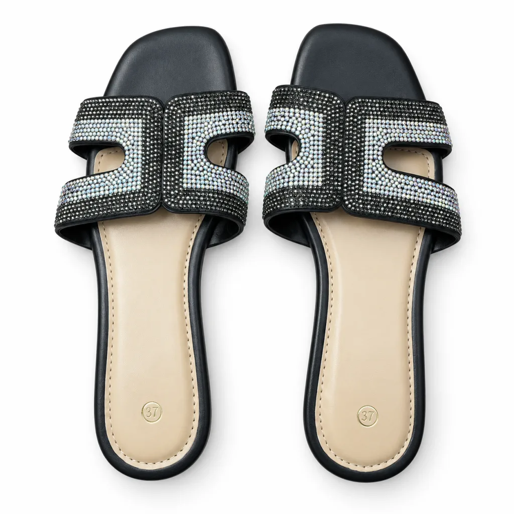 Geometric Cutout Rhinestone Slides